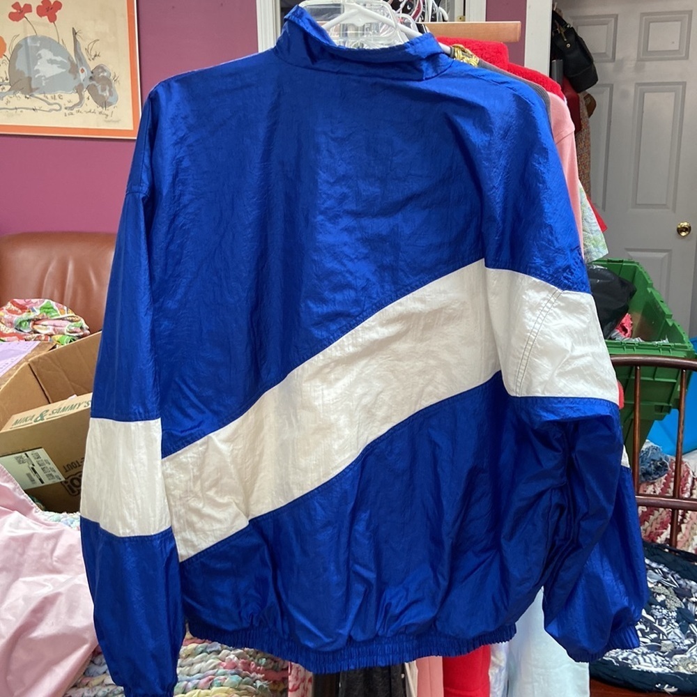 Vintage Tonix Full Zip Windbreaker Large 80’s Blue and white Color Block - Picture 2 of 10